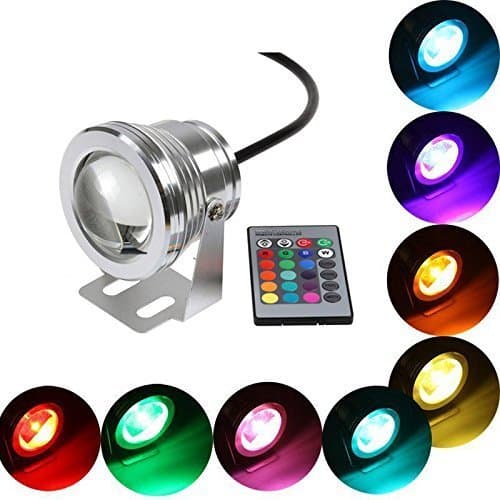 HCT 12V 10W RGB Underwater Light LED Spotlight Multicolor Garden Lamp with Remote Control for Pool Fountain Pond Outdoor Garden - Waterproof IP68