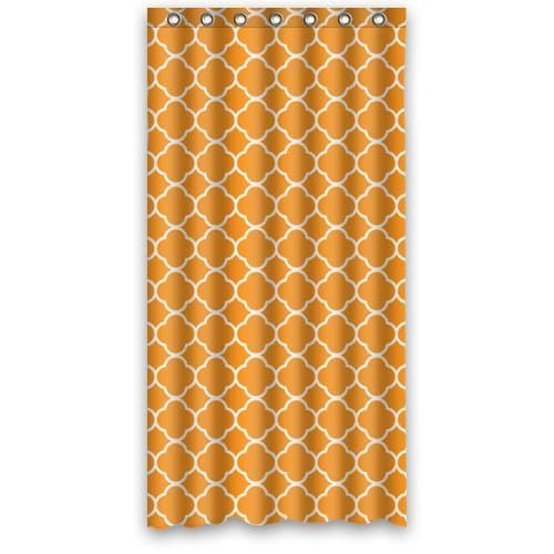 Orange White Quatrefoil Shower Curtains Polyester Fabric Waterproof 36" x 72"
