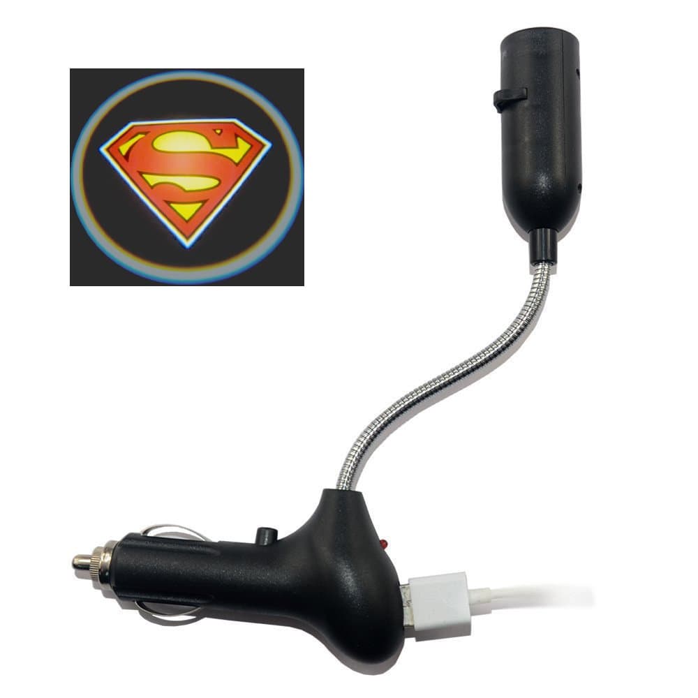 Wireless Projector Car Dome LED Light Shadow Ghost Shield Badge with USB Car Charger (Super)