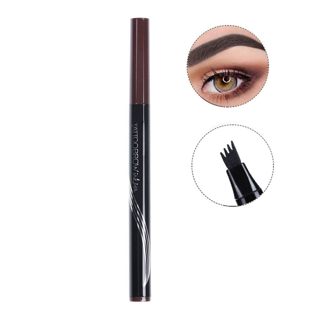Turelifes Tattoo Eyebrow Pen with Four Tips Long-lasting Waterproof Brow Gel for Eyes Makeup (BLACK BROWN)