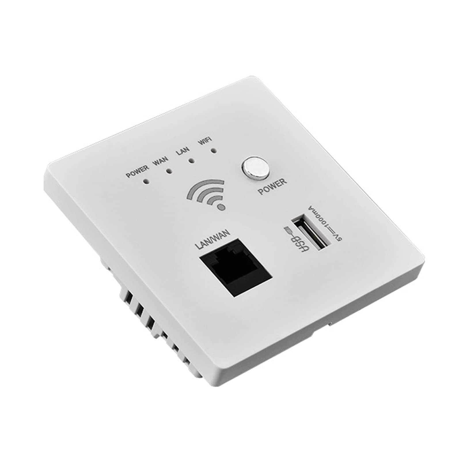 HUIOP In-Wall Wireless Router 300M AP Access Point Router USB-Charging Socket Wall Mount AP Router with WPS Encryption