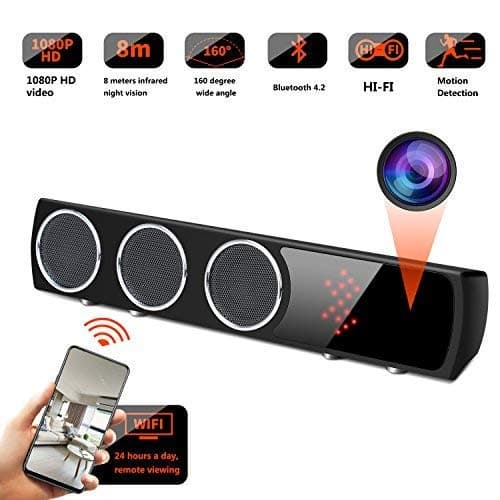 GSmade Mini Camera WiFi Bluetooth Speaker Camera, Mini Nanny Camera 4K 160 Degrees Wide Angle, WiFi Mini Camera with 26Feet Night Vision for Property Security