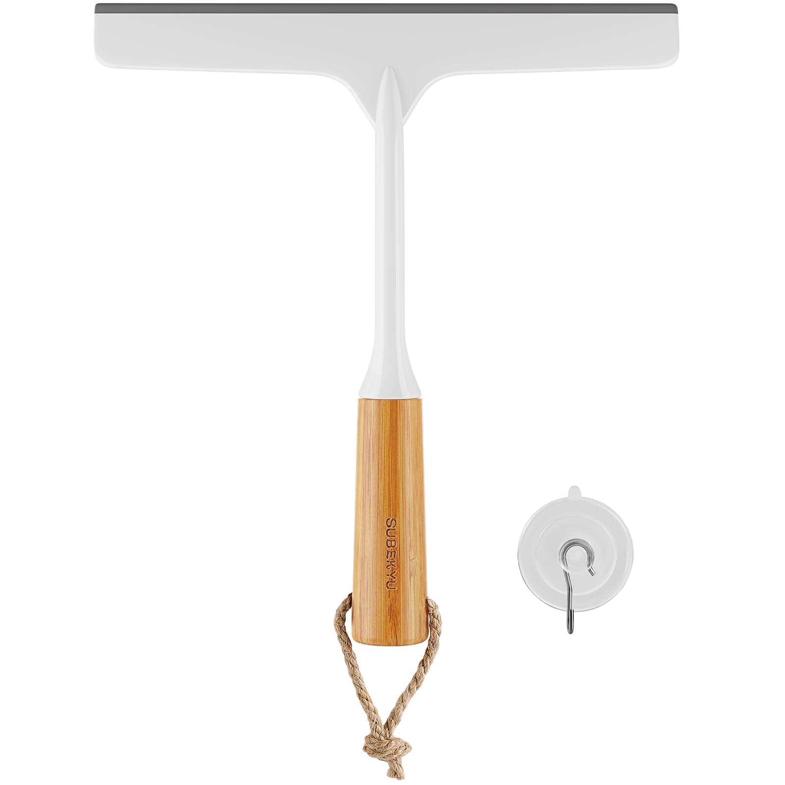 SUBEKYU Shower Squeegee for Glass Doors, Squeegee for Window Cleaning, Cleaning Tile Wall, Bathroom Cleaner Tool Household Window Mirror Squeegee with Adhesive Hooks