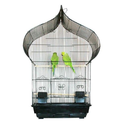 Kahua Kabin Oriental Top Bird Cage - 18" W x 14" D x 34”H - Black