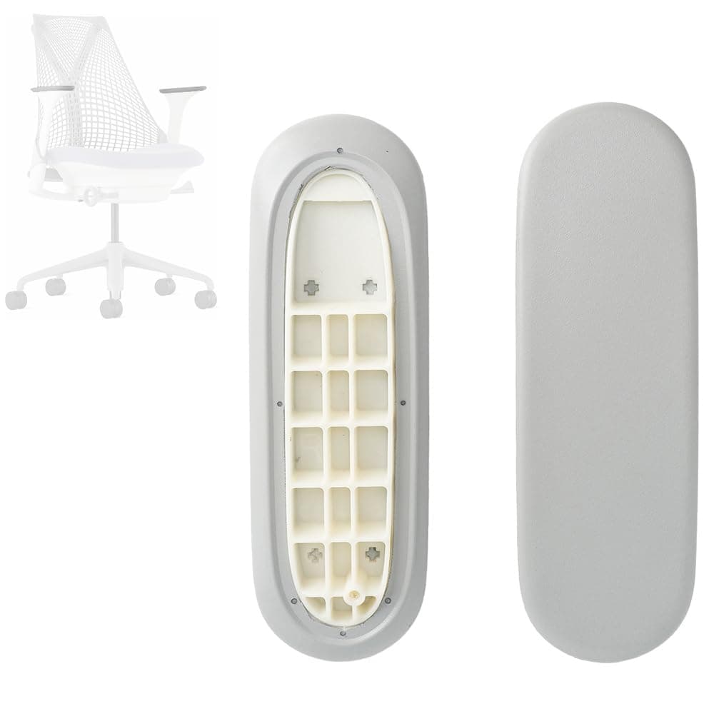 Arm Pads Caps Replacement for Herman Miller Sayl Office Chair, Fixed and Height-Adjustable Armrest, Light Gray Vinyl (1-Pair)