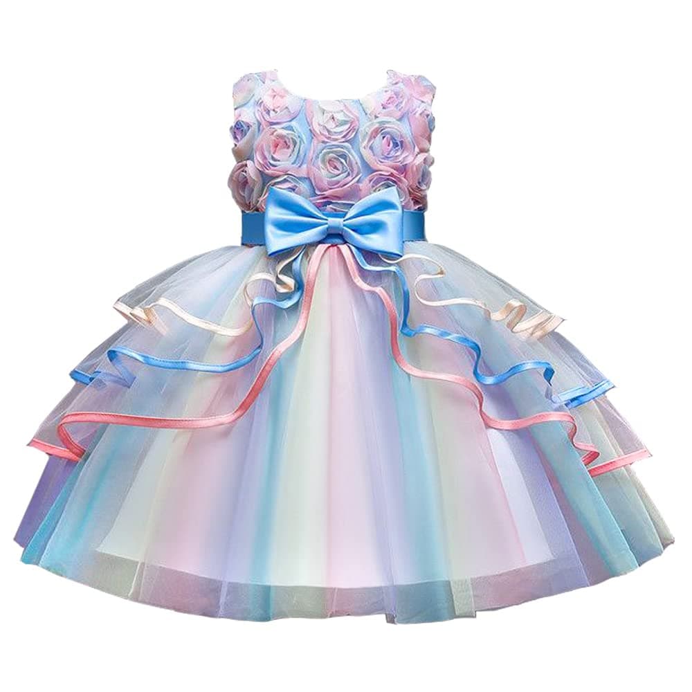 Girls Dress Pageant Princess Tulle Dress for Kid Tiered Birthday Party Wedding Bridesmaid Flower Girl Dresses 2-8 Years