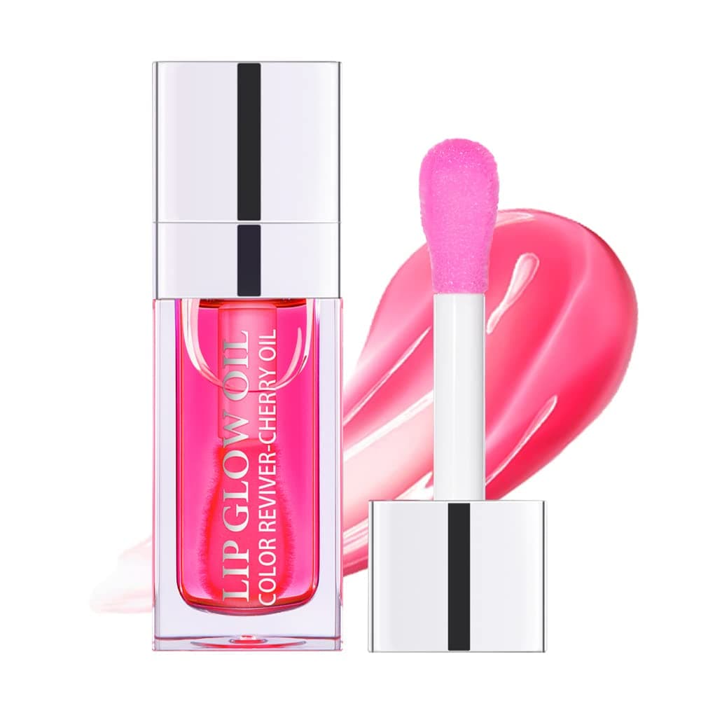 Hydrating, Moisturizing Lip Glow Oil, Nourishing, Plumping Glossy Transparent Lip Balm, Non-sticky Tinted Toot Lip Balm for Lip Care (Raspberry)