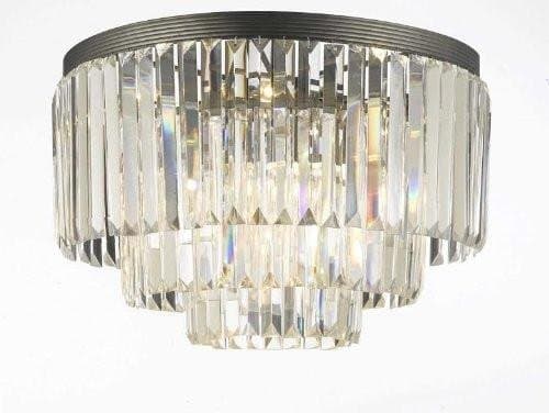 Palladium Empress Crystal (tm) Glass Fringe 3-Tier Flush Chandelier Lighting 17.5 x 19.8 x 17.5