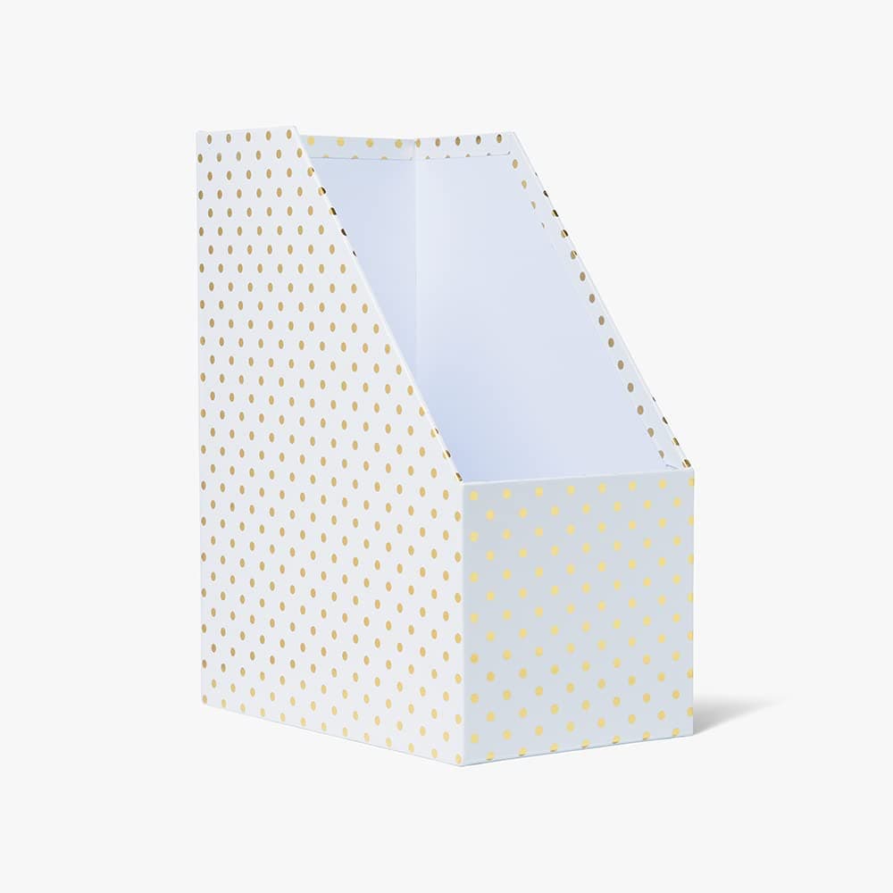 Paperchase White and Gold Magazine File, Document Holder, File Organiser