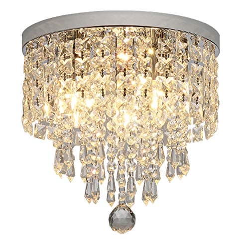 Hsyile KU300142 Modern Chandelier Crystal Ball Fixture Pendant Ceiling Lamp H9.84 X W9.84,for Living Room,Bedroom,Aisle,Corridor,3 Lights
