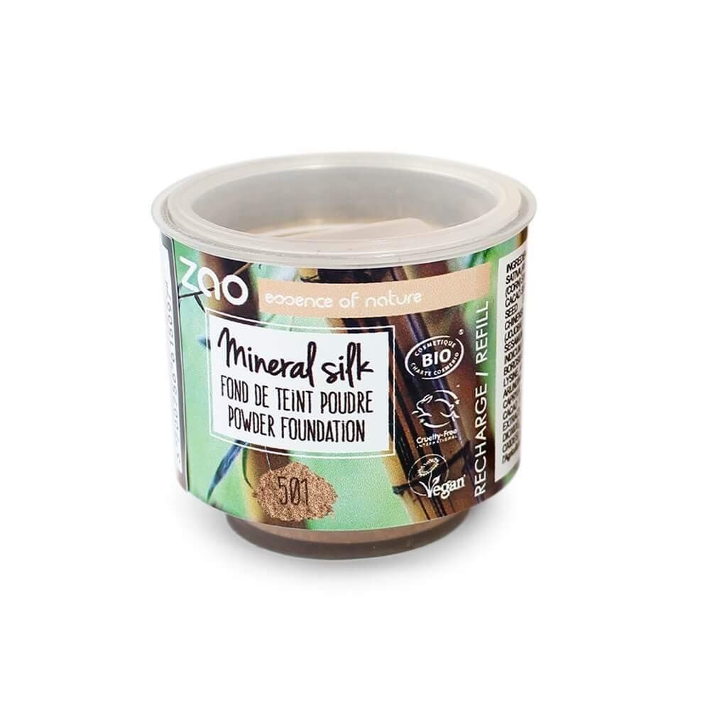 Zao Refill Mineral Silk 501 Ivory Light Beige Apricot Refill for Loose Powder/Mineral Make-Up (Organic, Vegan) 111501
