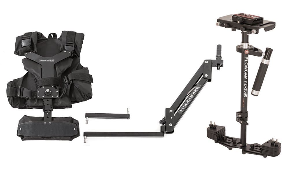 FLOWCAM HD-2000 Camera Handheld Steadycam Stabilizer System with Flowcam Arm Vest and Metal Quick Release Plate for DSLR Video Camcorder up to 2.7 kg(6 lbs) with Carry Bag