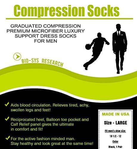 Compression Socks for Men - Formal and Casual Dress -Clinically Proven and Physician Recommended - Best Graduated Support - Unique Style & Fit, Knee High - Black - Moisture Wicking - Medium & Large