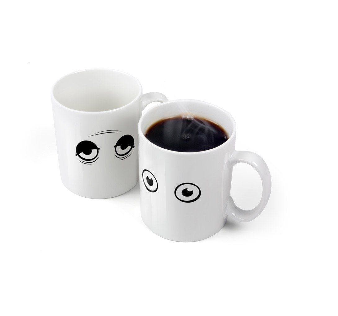 APXC Magic Coffee Mugs Eye Heat Sensitive Wake-Up Color Pattern Changing Ceramic Coffee Cup Mug
