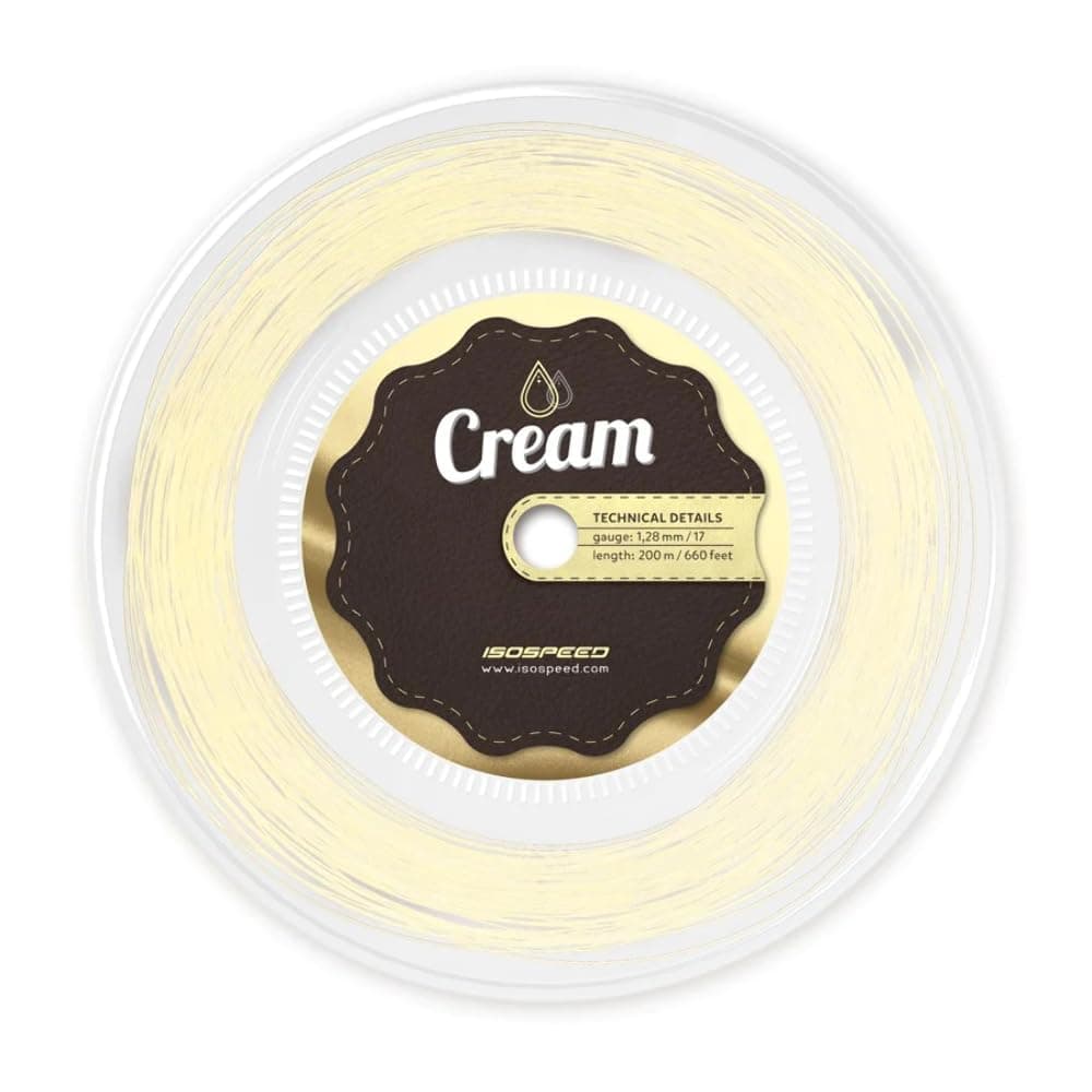 Cream 17 Reel 200m - 1.23mm Soft Poly Tennis String for Comfort 660 feet