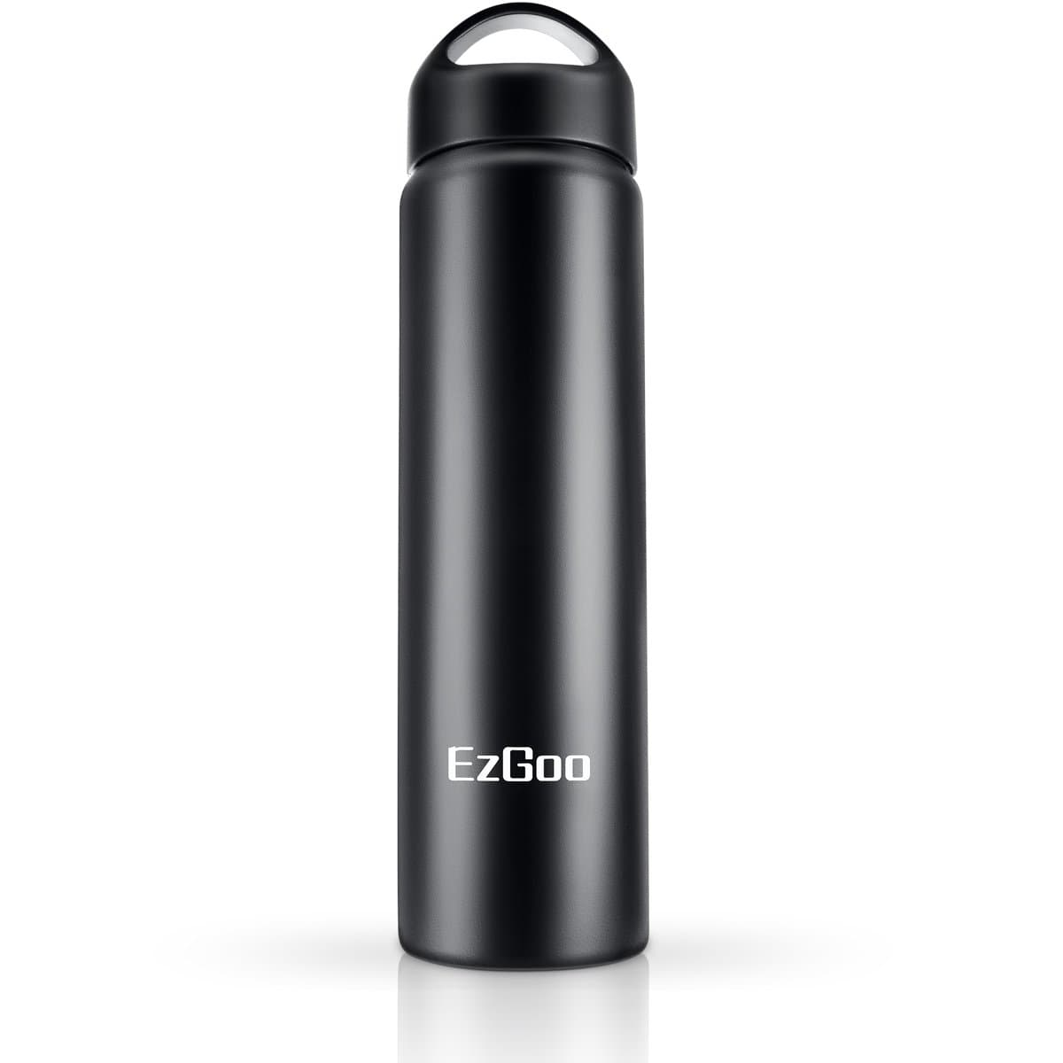 Stainless Steel Insulated Water Bottle, EzGoo BPA Free Double Wall Vacuum Leak Proof Water Bottle for Hot And Cold Beverages -750ML Black