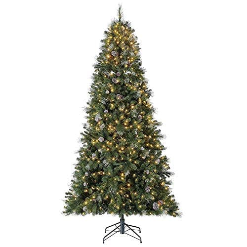 Home Heritage Lincoln 9 Foot 850 LED Bulb Christmas Tree w/Pine Cones & Glitter