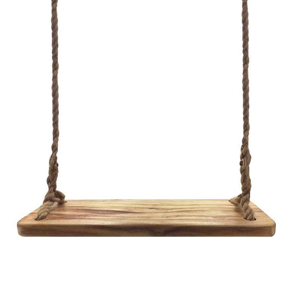 Aoneky Garden Tree Swing Seat - 23" x 7" Large Waterproof Wooden Porch Rustic Swing set with 3M Rope for Garden Beach Tree Outdoor & Indoor Playing (Round Paulownia)