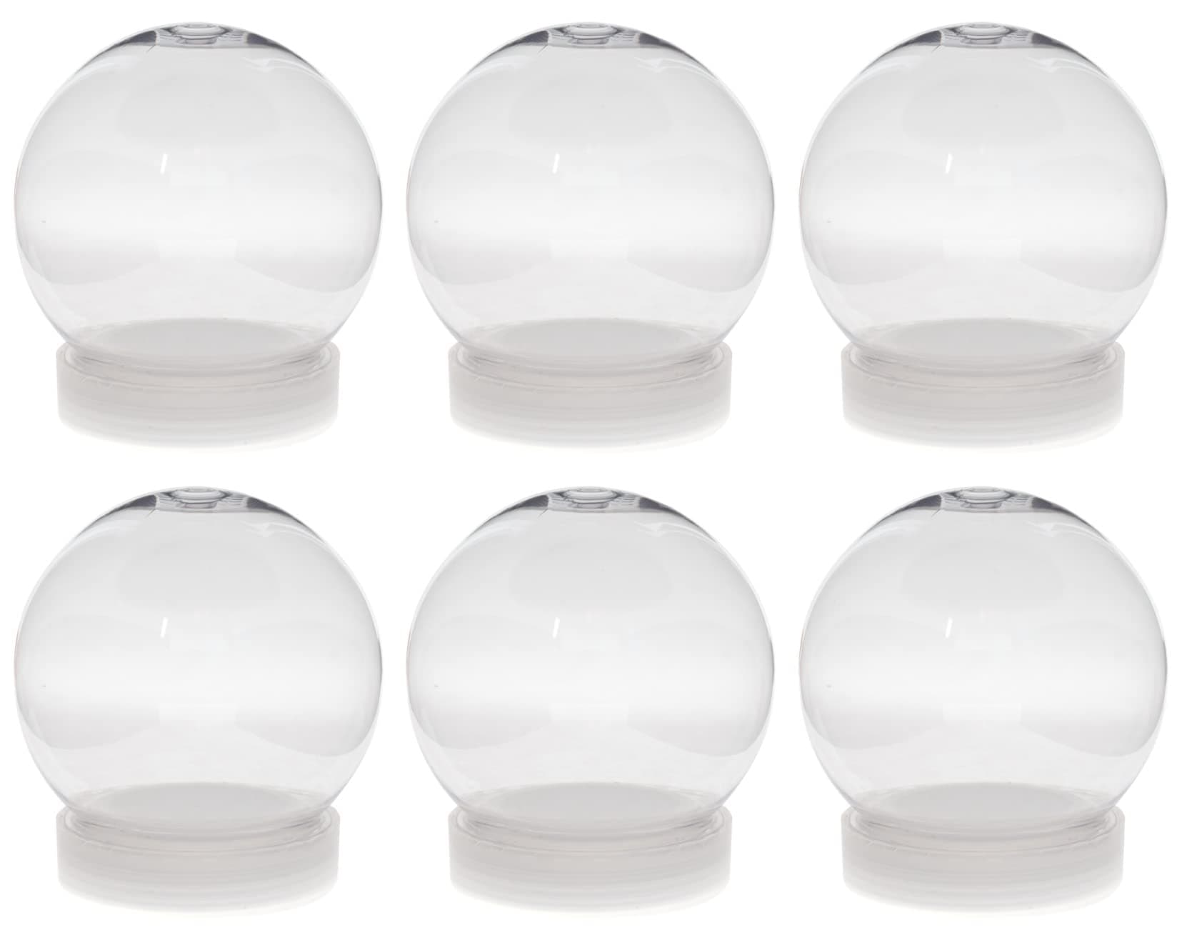 Creative Hobbies Pack of 6 (100mm) 4 Inch DIY Snow Globe Water Globe - Clear Plastic with Screw Off Cap | Perfect for DIY Crafts and Customization