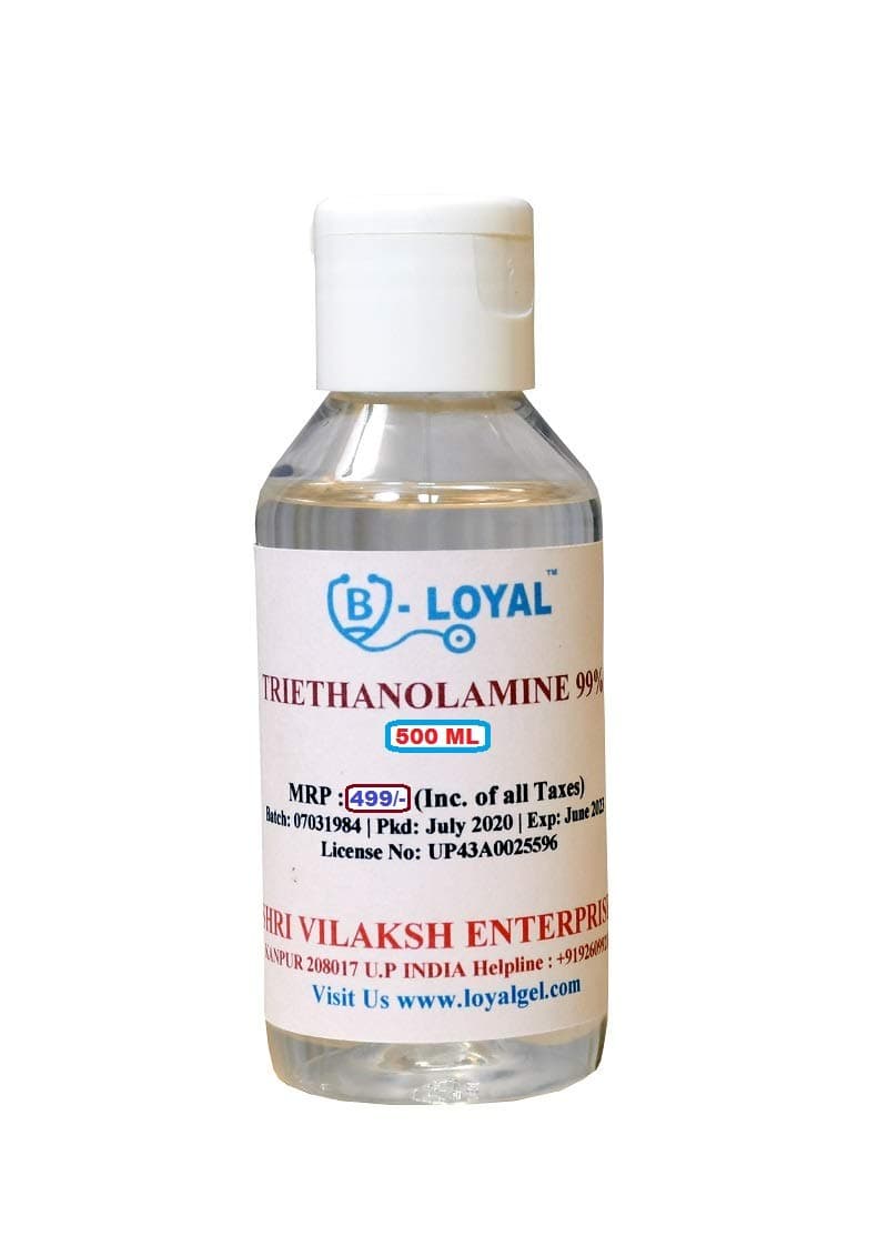 B-LOYAL Triethanolamine 99% Purity (500 ML) Industrial & Laboratory Grade Emulsifier, pH Adjuster, Surfactant Liquid Chemical for Cosmetic Formulation, Manufacturing & Research Use