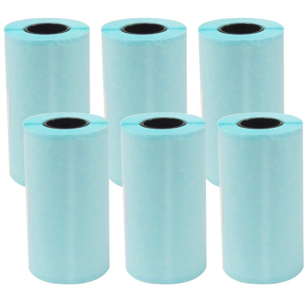 6Pcs Sticker Thermal Paper,57 X 30mm Direct Thermal Paper Self-Adhesive Machine Paper Roll for Portable Pocket Thermal Printer Mini Printer