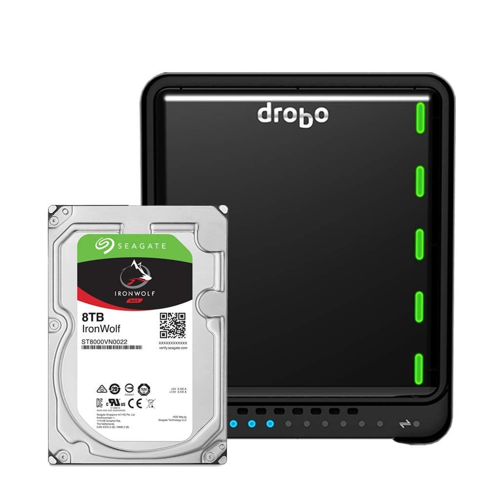Drobo 5N2 40TB: Network Attached Storage (NAS) 5-Drive Array with Seagate NAS Drives - 2X Gigabit Ethernet Ports (DRDS5A21-40TB)