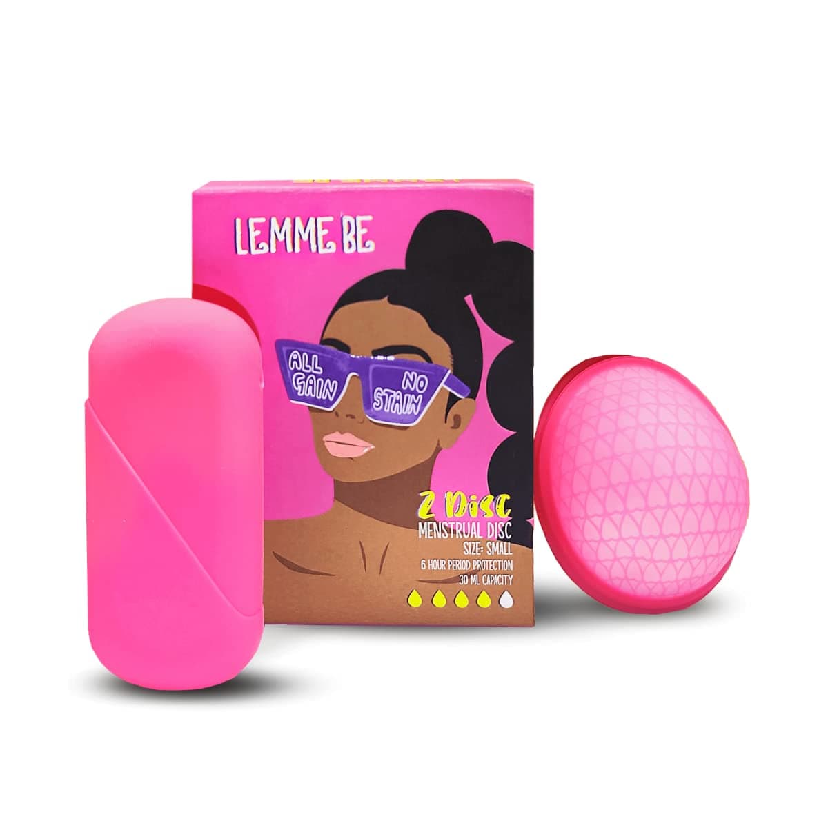 Lemme Be Reusable Menstrual Cup Disc For Women With A Soft Silicone Case | 100% Medical Grade Silicone | FDA Approved | Rash Free 12 hours Protection | Holds Up To 30 ml Blood (Small, Pink)