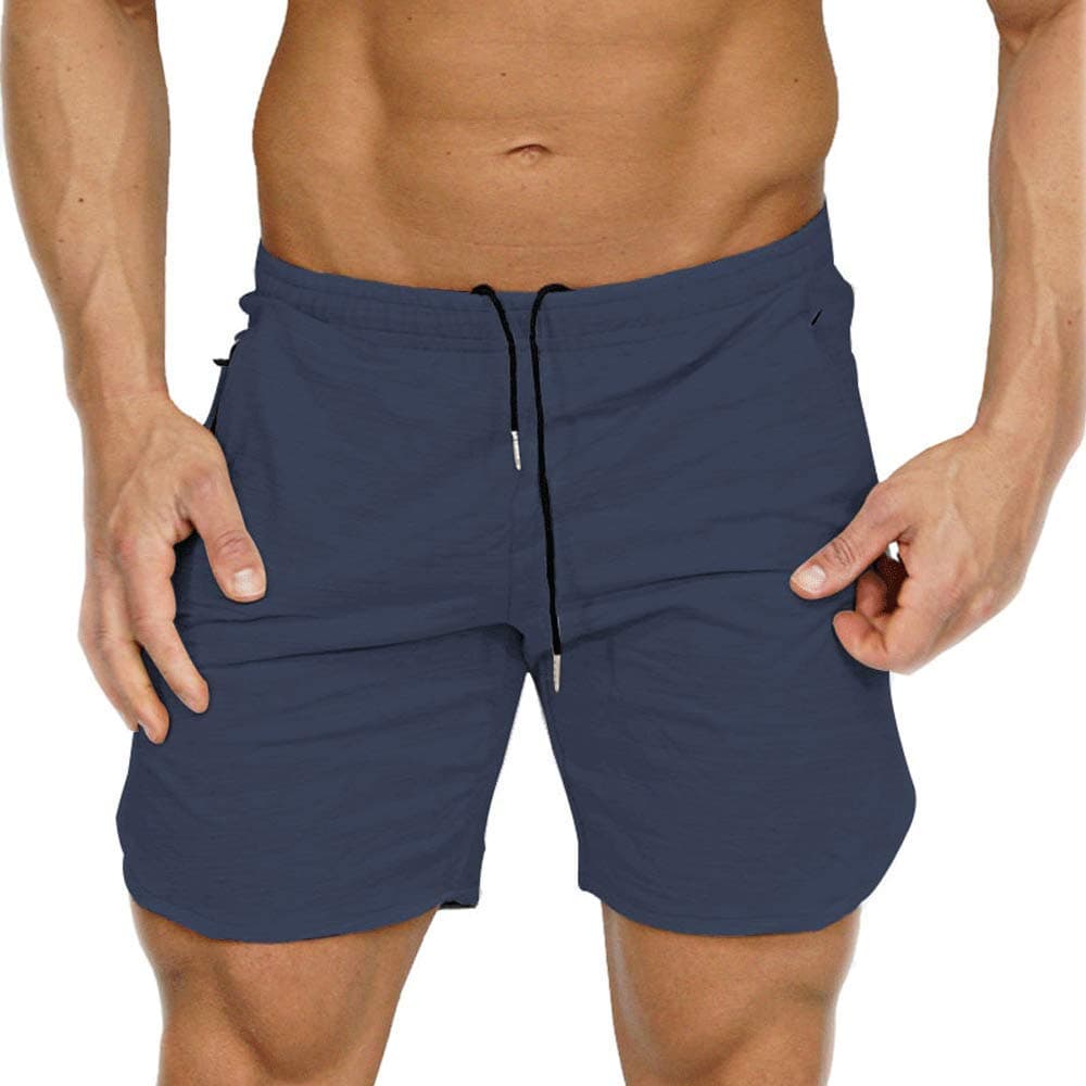 Men's Gym Workout Shorts Running Short Pants Fitted Training Bodybuilding Jogger with Zipper Pockets 3 Colors