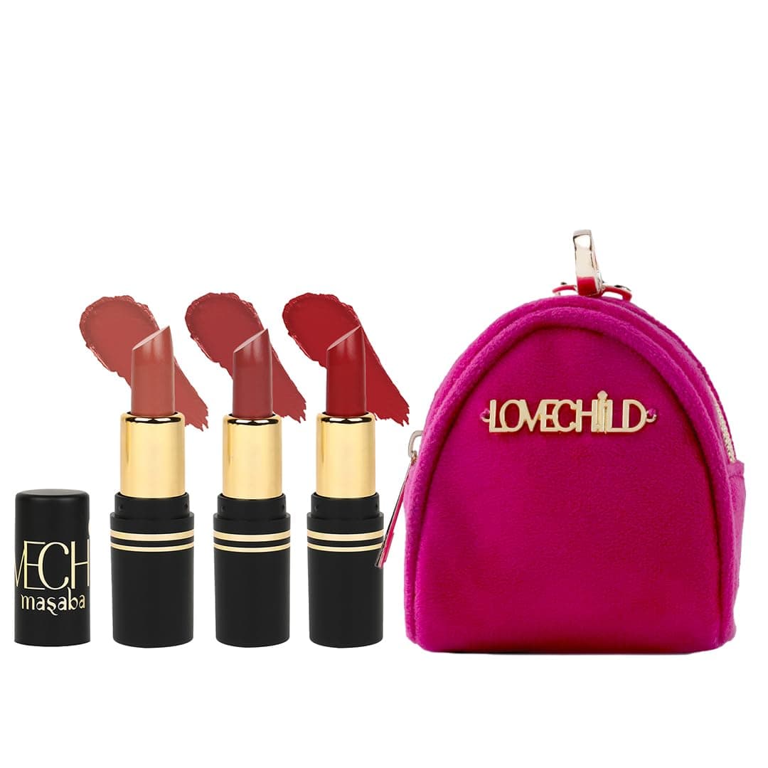 - Pocket Mini Lipsticks Set of 3 with Free Travel Pouch, Hydrating & Long-Lasting Matte Finish, 1.5g Each, Shades for All Skin Tones, Compact & Travel-Friendly Gift Pack, Combo B
