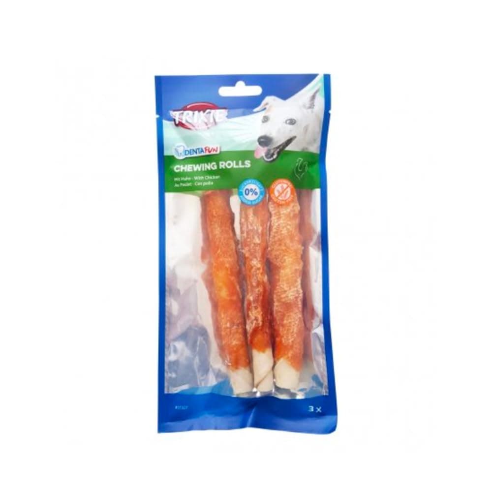 Trixie Denta Fun 3 Chicken Chewing Rolls Dog Chews - 140G