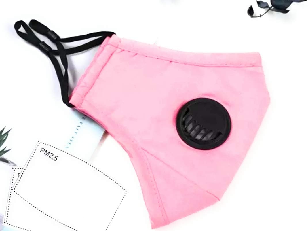 Renile New Unisex, Cotton Washable Reusable, Dust-Proof for Riding, Practical Personal Care Supplies (1 pcs cover + 2 pcs filter, Pink)