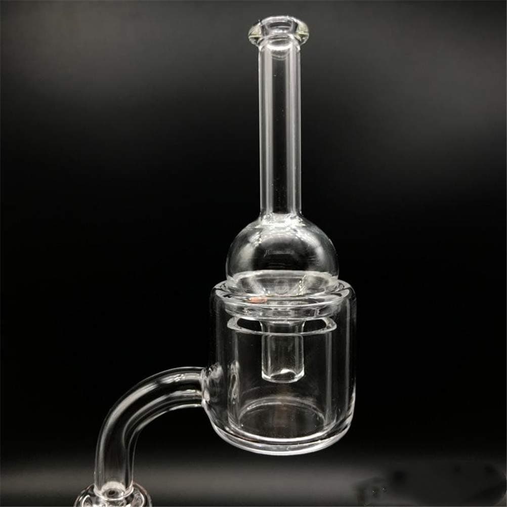 Glass Carb Cap Quartz Thermal Banger 10mm 14mm 18mm Double Tube Quartz Thermal Banger Nail for Glass Water Pipes Oil Rigs Glass Bongs (14mm Male + Cap)