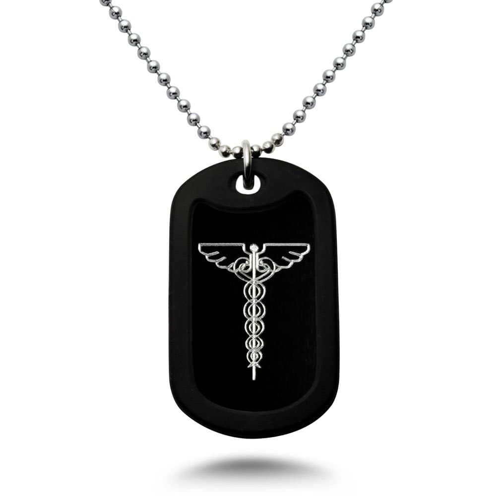 Carved LA Medical Alert ID, Personalized Custom Engraved Medical Alert ID Aluminum Dog Tag Necklace Made in USA