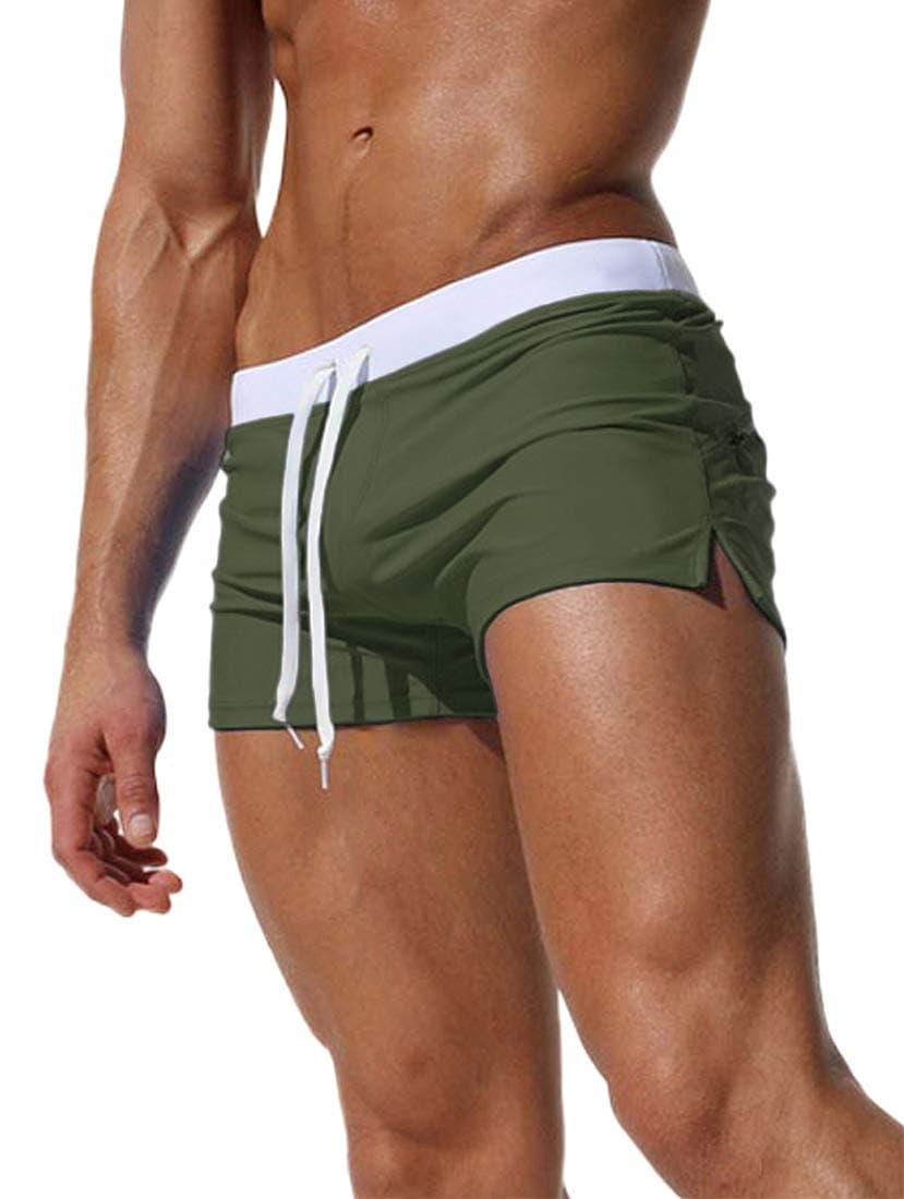 Men's Swim Shorts Trunks Beach Boxers with Zip Pocket