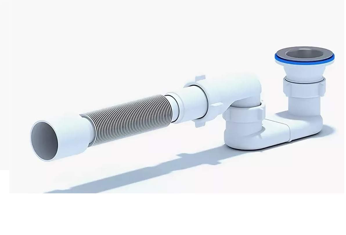 Bath Shower Drain Flat P-Trap 1 1/2" with flexible pipe E015 P Trap for Acrylic bathtubs by Aniplast ...