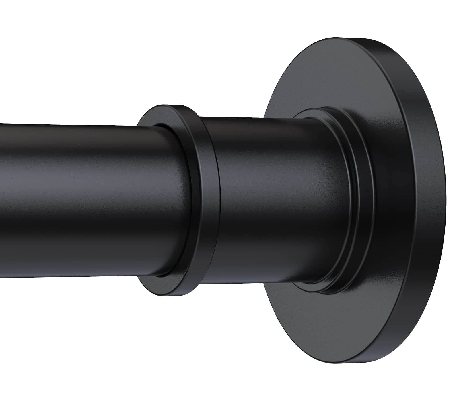 BRIOFOX Industrial Shower Curtain Rod - Never Rust Non-Slip 43-72 Inch Stainless Steel, Matte Black
