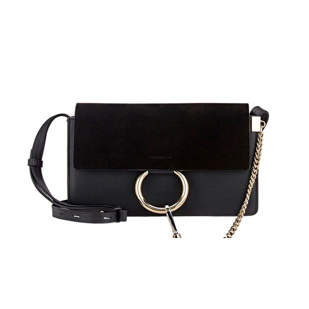 LACATTURA Women's Genuine Leather Chain Nubuck Flap Adjustable-strap Shoulder Bag