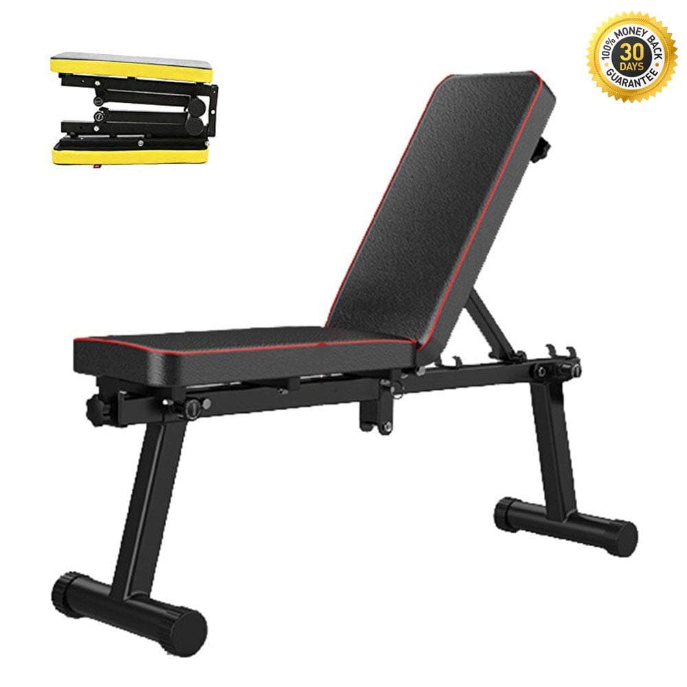 HSJLH Dumbbell Portable Folding Stool, Height-Adjustable Multi-Function Home Fitness Weightlifting Bed, Comfortable and Durable, Suitable for Belly Barbell Exercise,B