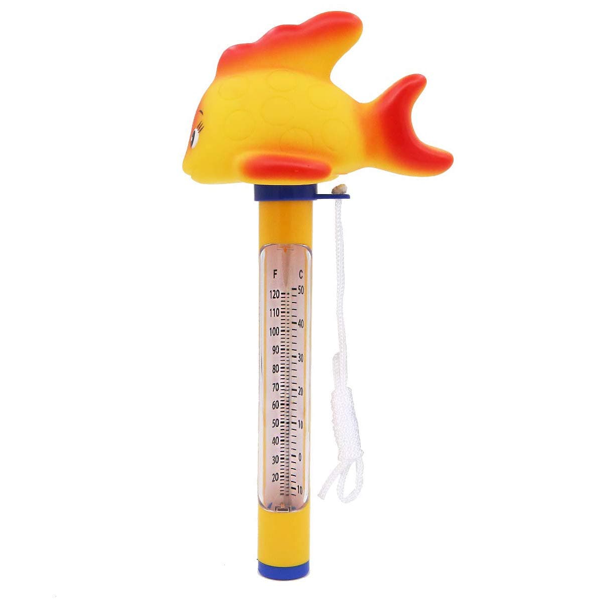 Cute Cartoon Floating Pool Thermometer Swimming Pool Water Thermometer with String for Outdoor & Indoor Swimming Pools Spas Hot Tubs Jacuzzis Aquariums Fish Ponds (Goldfish)