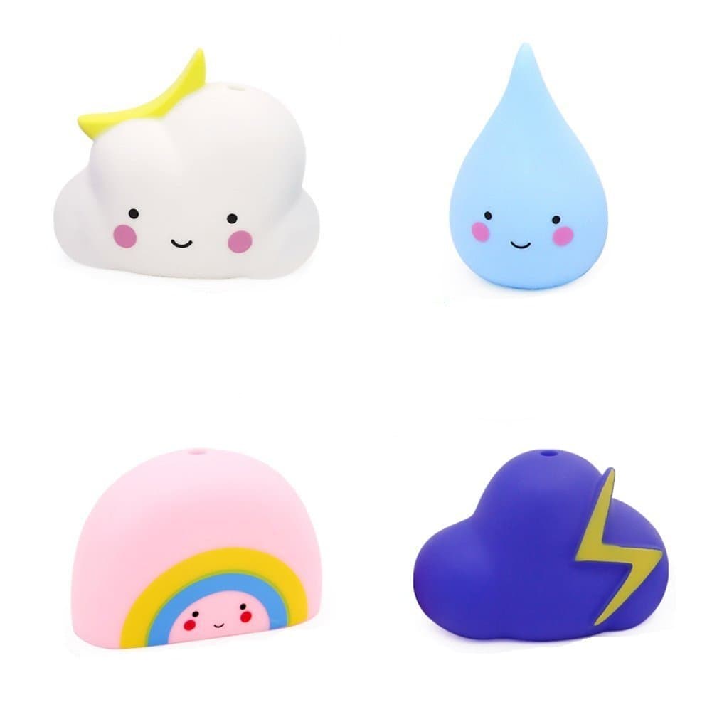 Pengmma Rain Cloud Rainbow Thunder Cloud Silicone Weather Bathe Toy Baby Bath Toy