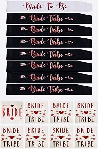 Gemich Rose Gold Bachelorette Party sash Set:8 Unique Bride to be/Bridesmaids sash Set(8 Pack) Bridesmaid sash, Team Bride sash,Bachelorette sash,Bridesmaids,Maid of Honor, Bridal Shower