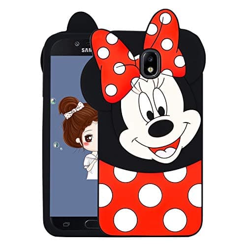Allsky Case for Samsung Galaxy J3 2018/J3 V 3rd/Express Prime 3/Achieve/J3 Star,Cartoon Soft Silicone Cute 3D Cool Cover,Kawaii Unique Kids Girls Teens Animal Character Cases for J3 2018 Minnie Mouse