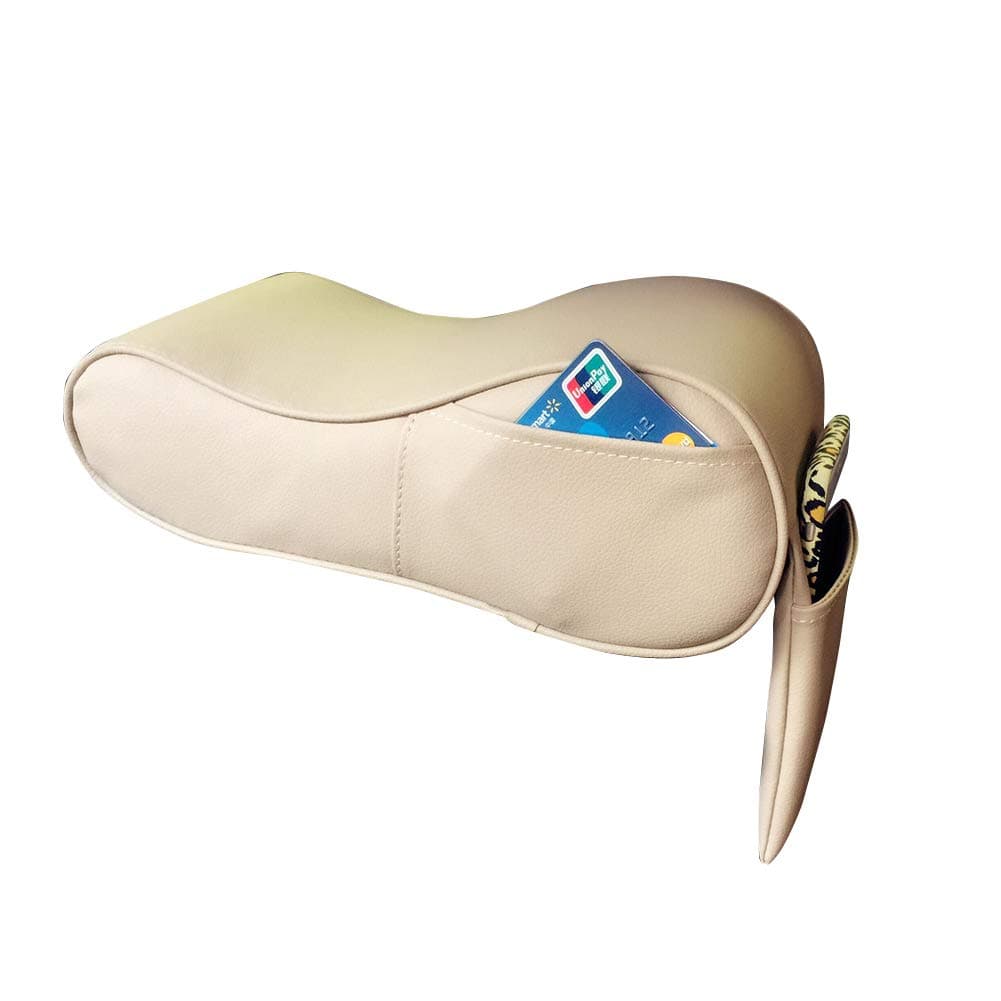 YUSHHO56T Armrest Cushion Interior Decoration Faux Leather Memory Foam Car Armrest Cushion Center Console Hand Pillow Pad - Beige