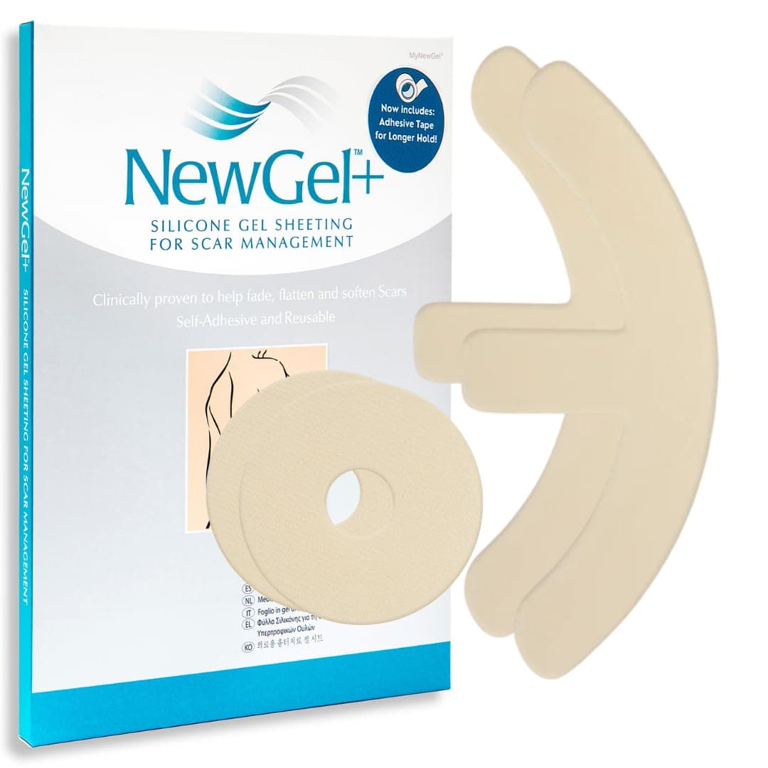 NewGel Advanced Silicone Professional Scar Sheets by MyNewGel, Sheeting Set, Ultra-thick for breast reconstruction surgery "anchor" scars, 2 breast anchors and 2 areola circles (4-Count) - BEIGE