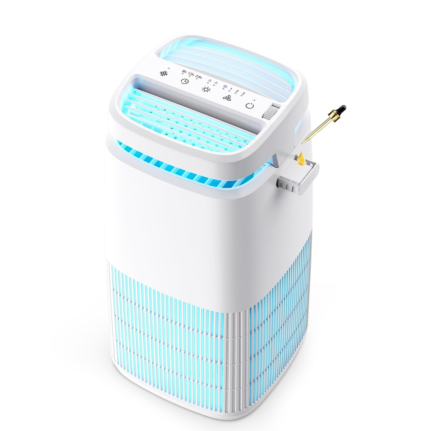 POMORON 4-in-1 Air Purifiers for Home, Air Ionizer Negative Ion Generator, H13 HEPA Filter, UV, Covers 1250 Ft² 99.97% Removal Rate for Pollen Smoke Pet Dander Air Cleaner for Bedroom, MJ002H, White