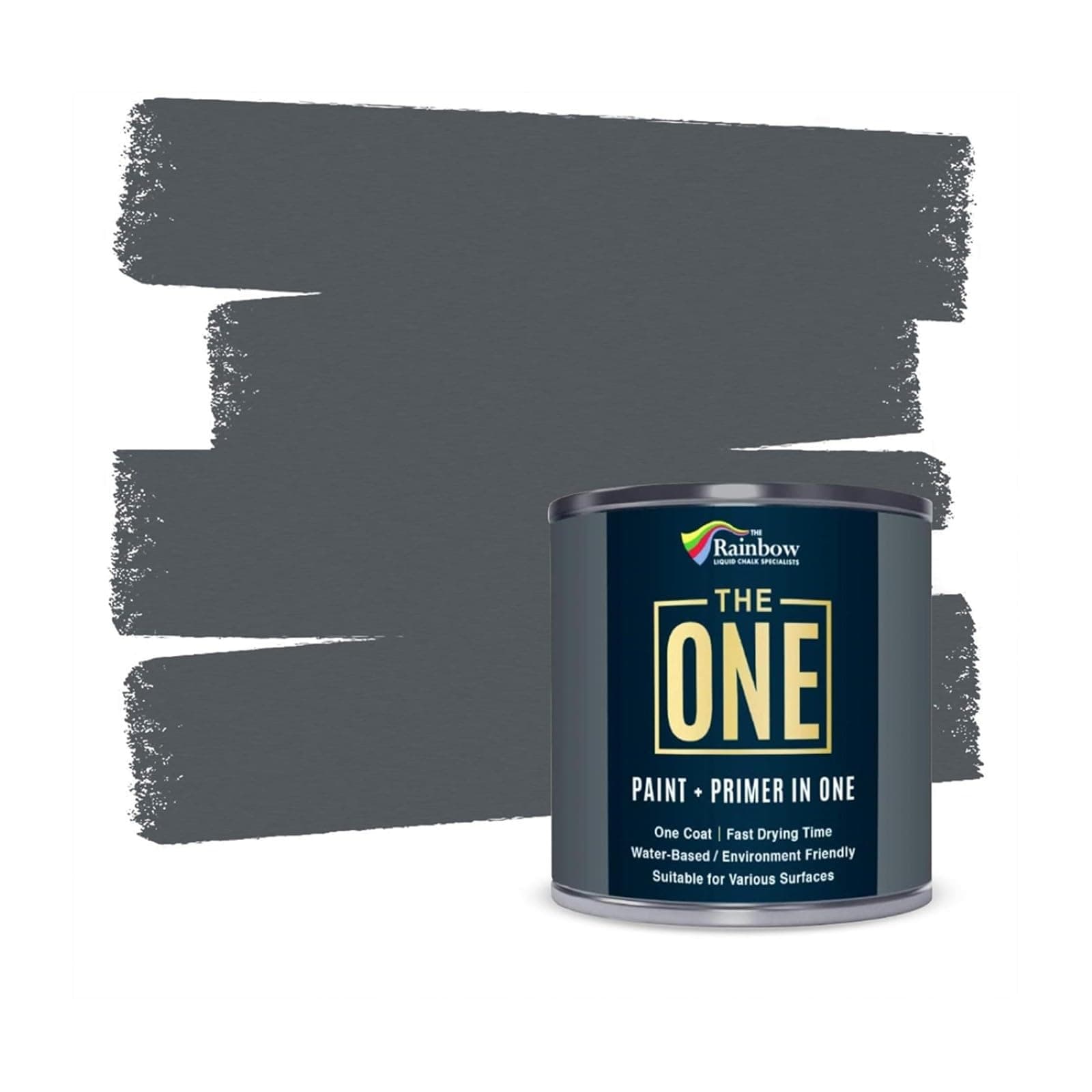 THE ONE All-In-One Paint & Primer - Dark Grey Satin, 1 L | Multi-Surface 1 Coat Formula | Easy Indoor & Outdoor Decorating for Home & Garden Walls, Floors & Furniture | Durable, Water-Based & Low VOC