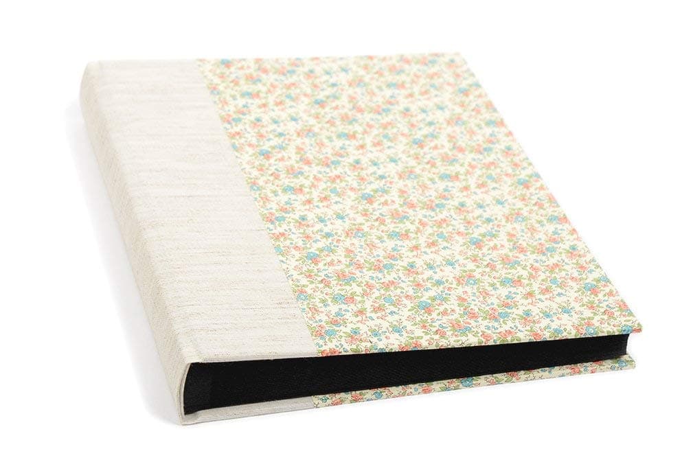 Photo album 23x30cm, beige rustic spine + patterned paper. Personalised
