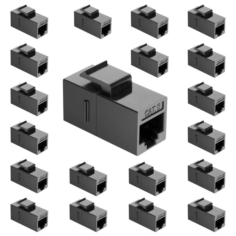 Cat6 Keystone Jack RJ45 Ethernet Keystone Coupler Unshielded Female to Female Inline Keystone Coupler 20 Pack