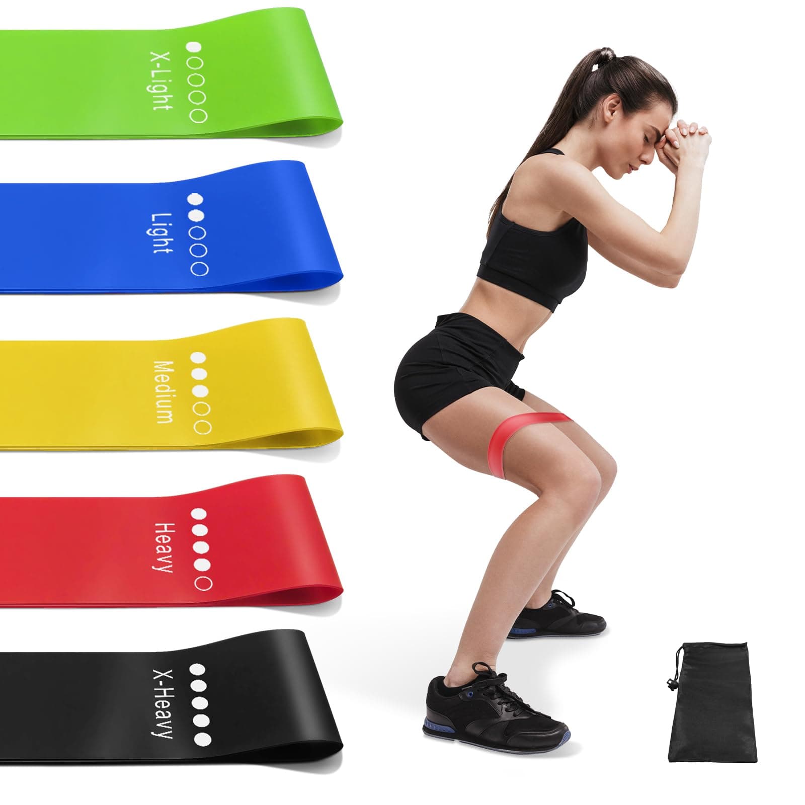 Resistance Bands for Working Out, Exercise Bands Resistance Bands Set with 5 Resistance Levels, Multi-Colored Workout Bands for Indoor and Outdoor Fitness, Leg Strength Training, Rehab, Yoga