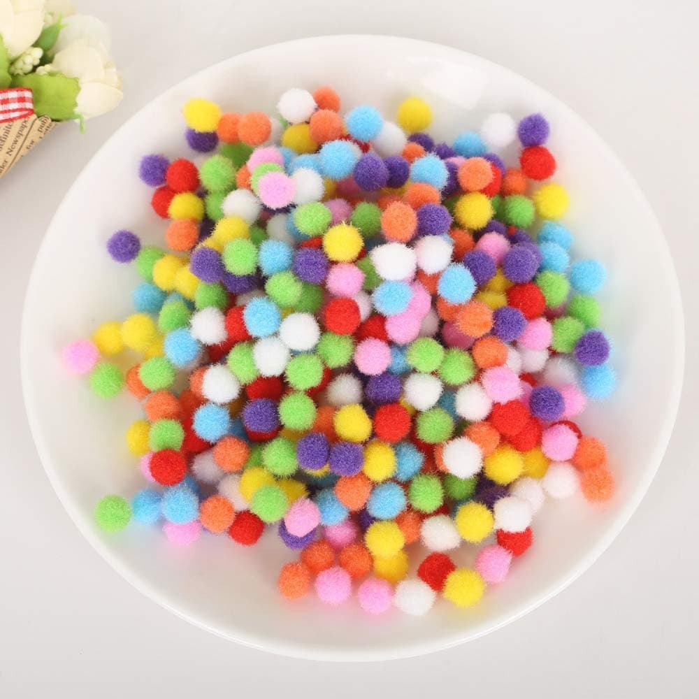 BanteyBanatey Pom Pom Balls Mixed Color for Art, Craft & DIY 1 cm (100 pcs)
